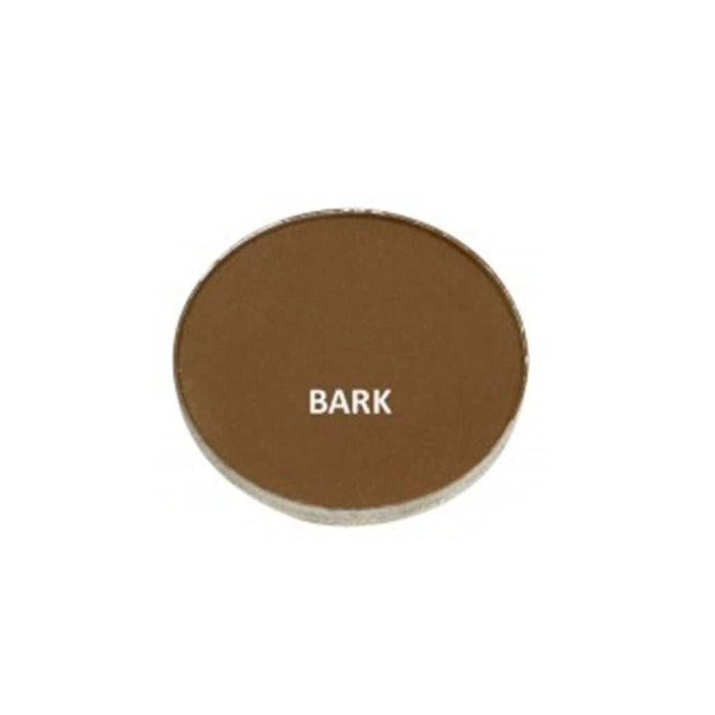 Brown round sample with 'BARK' text on a white background
