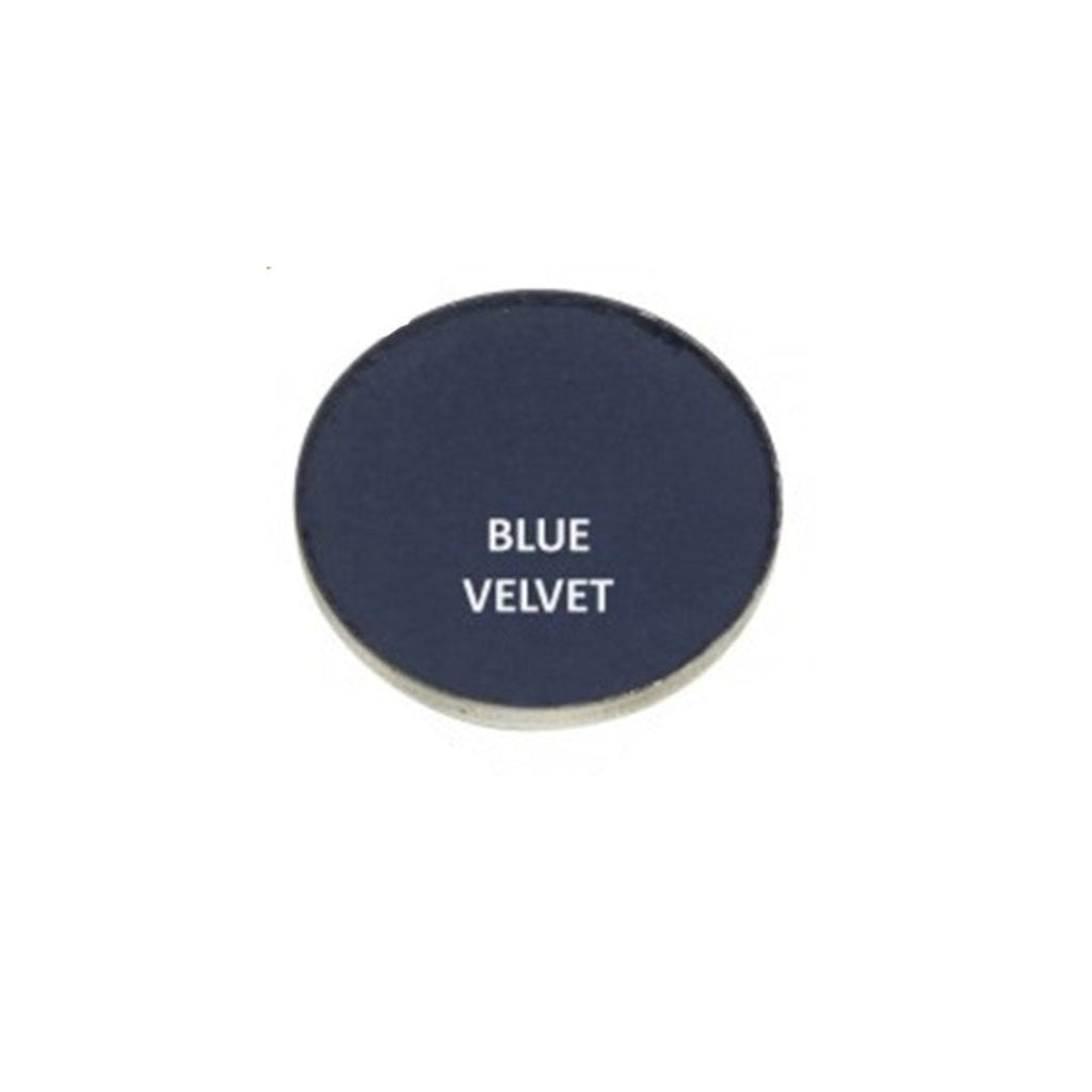 Blue velvet makeup compact on a white background