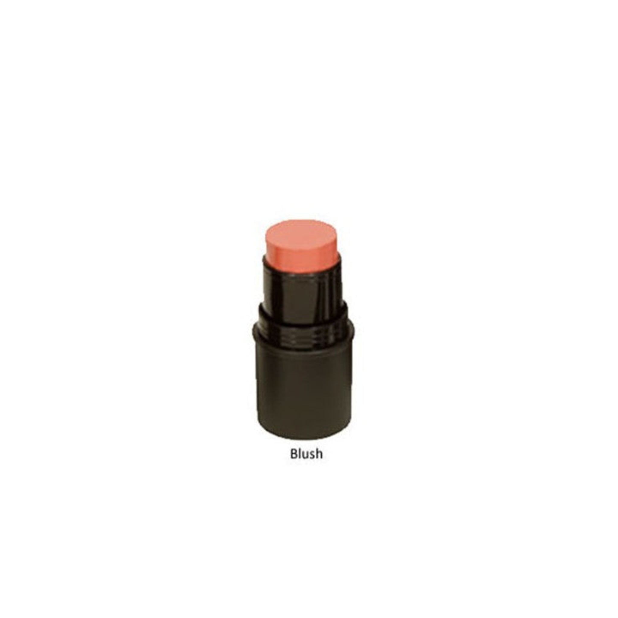 Black blush stick with pink cap on a white background