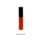 Cosmetic lip-gloss with black cap on a white background, text Drama Queen below.