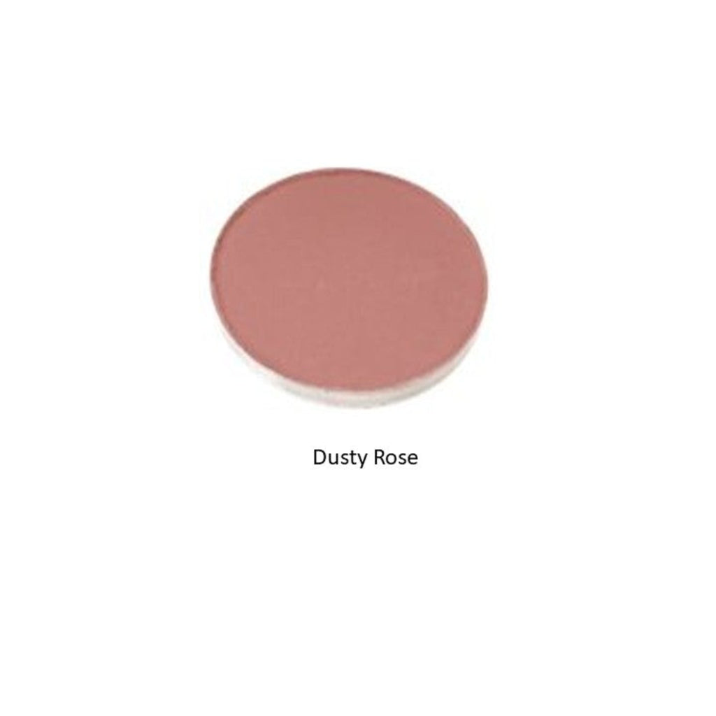 Dusty rose makeup compact on a white background
