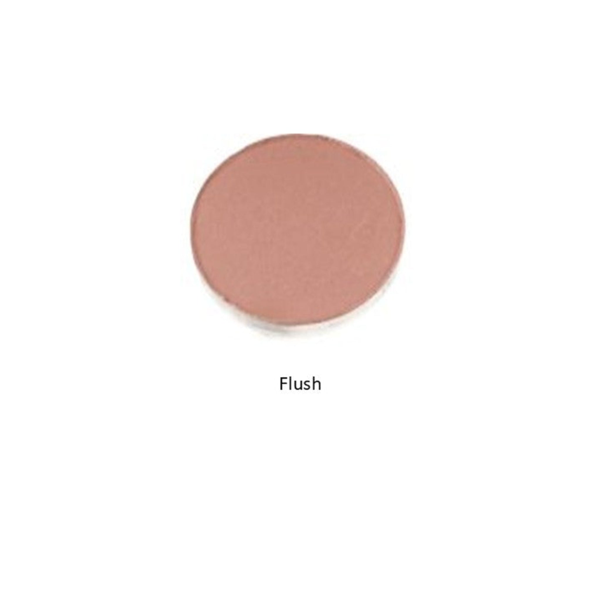 Round blush compact labeled 'Flush' on a white background