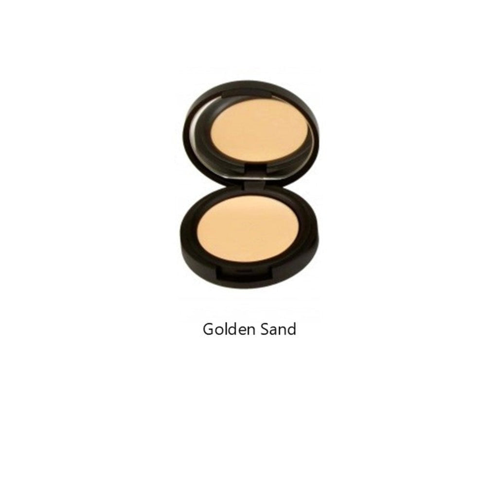 Compact powder in 'Golden Sand' shade on a white background