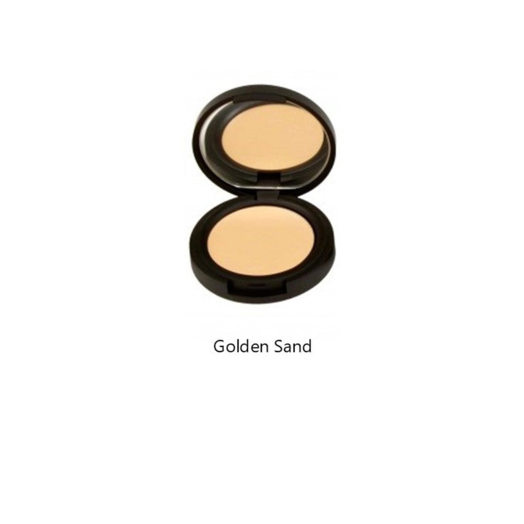Compact powder in 'Golden Sand' shade on a white background