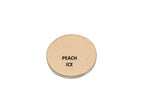 Round beige compact with 'Peach Ice' text on a white background