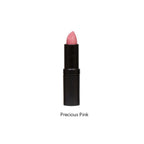 Lipstick with 'Precious Pink' shade on a white background