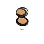 Compact powder in a black case with 'Sassy' label on a white background