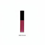 Cosmetic lip-gloss with black cap on a white background, text Wild Orchid below.